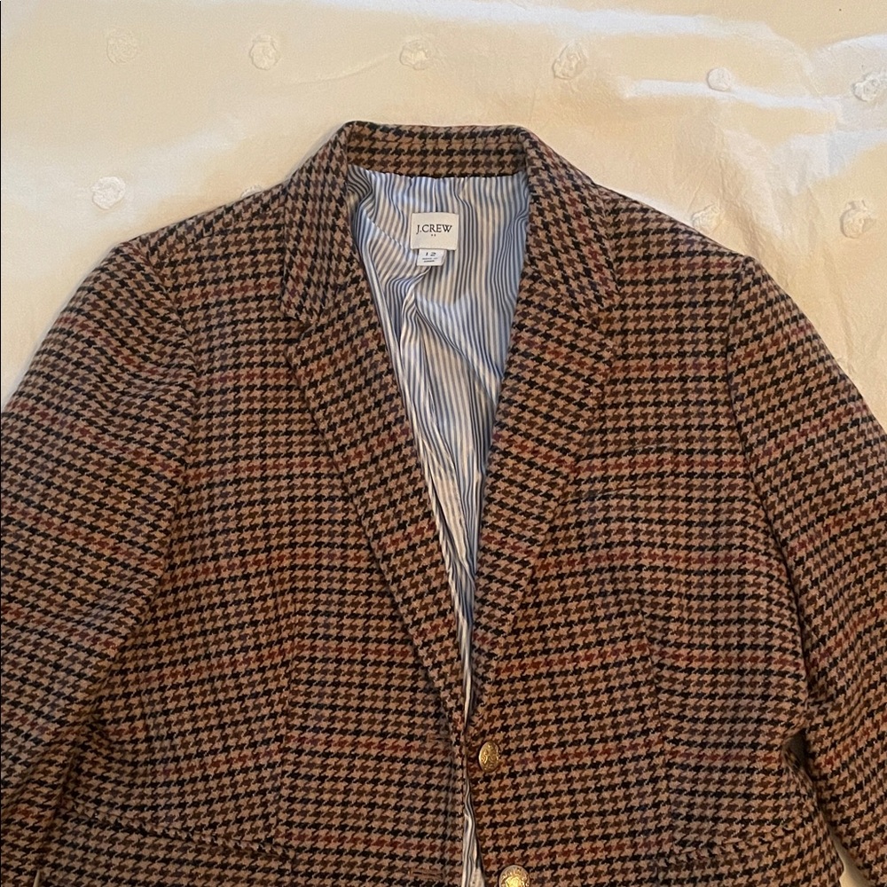 J. Crew Brown and Black Houndstooth Blazer